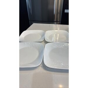 Corelle Cherish White Embossed Square 9" Plates Set of 4